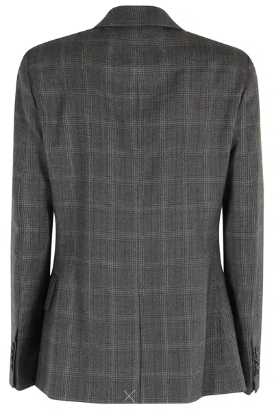 Aspesi Check-pattern Blazer In Black