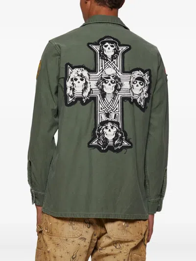Madeworn Guns N Roses-appliqué Shirt In Green