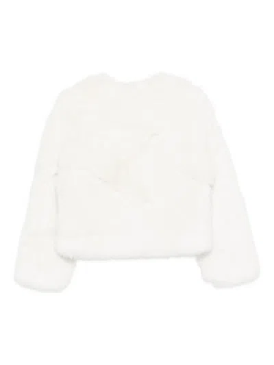 Blugirl Cropped Plush Coat With Round Neckline In White