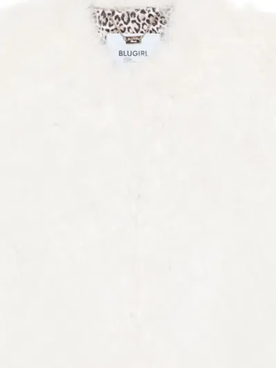 Blugirl Cropped Plush Coat With Round Neckline In White