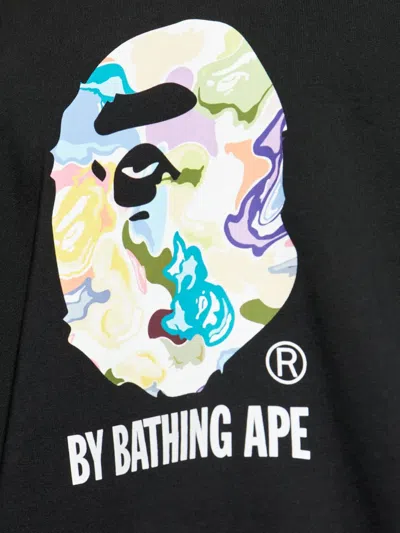 A Bathing Ape Graphic Crew-neck Sweatshirt In Black