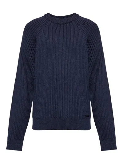 Dsquared2 Ribbed Crewneck Sweater In Blue