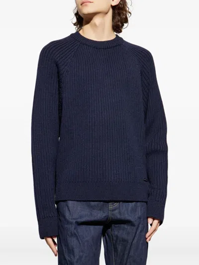 Dsquared2 Ribbed Crewneck Sweater In Blue