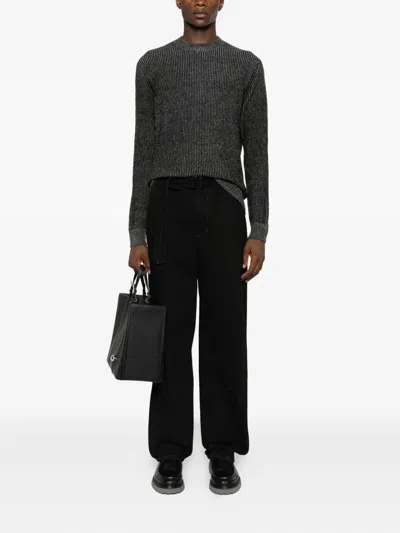 Antony Morato Striped Ribbed-knit Jumper In Black