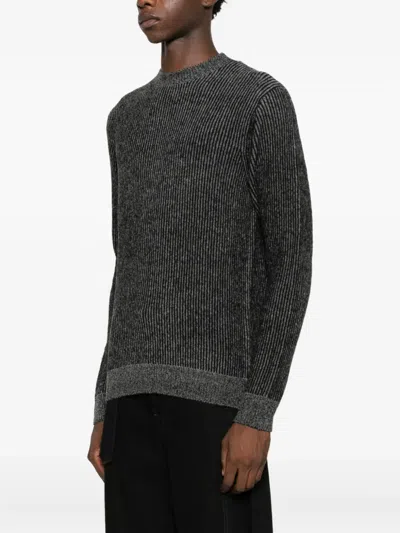 Antony Morato Striped Ribbed-knit Jumper In Black