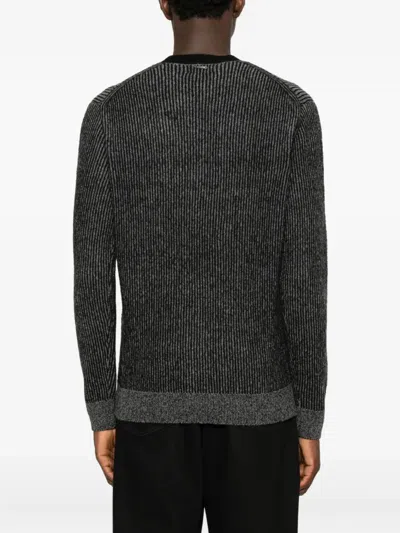 Antony Morato Striped Ribbed-knit Jumper In Black