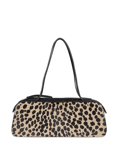 Khaite Baguette-shaped Shoulder Bag With Spotted Calfskin And Suede Accents In Orange