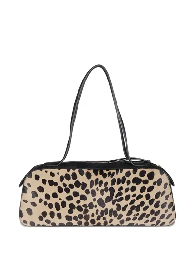 Khaite Baguette-shaped Shoulder Bag With Spotted Calfskin And Suede Accents In Orange