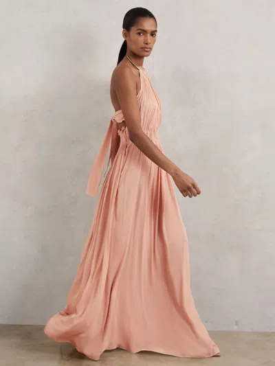 Reiss Vinnie Halter Neck Occasion Dress In Pink