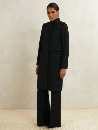 Reiss Black Atelier Wool Belted Long Coat In Black