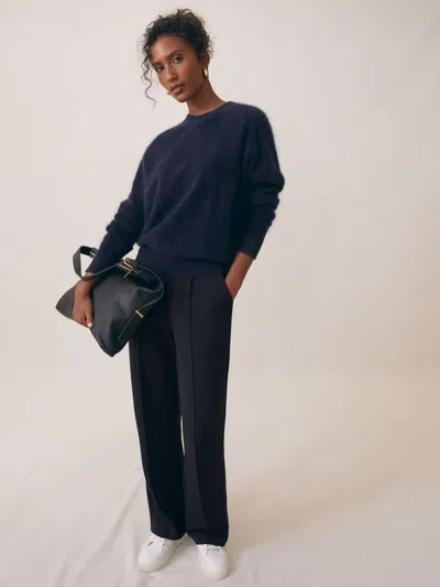 Reiss Womens Navy Annabel Shawl-neck Long-sleeve Jersey Top In Multi