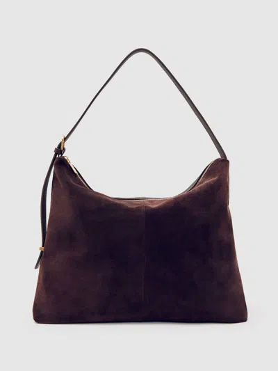 Reiss Burgundy Grained Leather Tote Bag In Burgundy