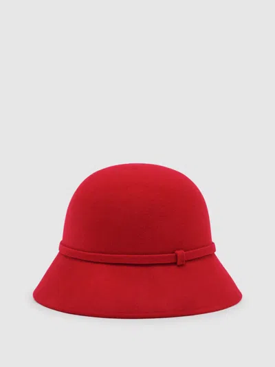 Reiss Womens Red Felicity Felted-wool Bucket Hat In Brown