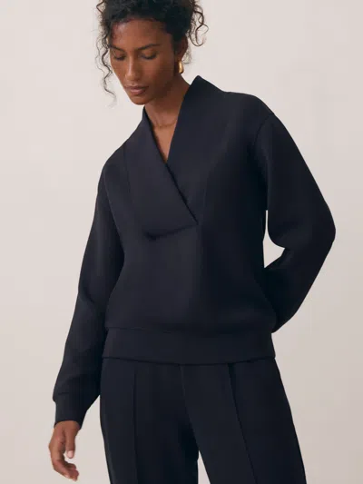 Reiss Womens Navy Annabel Shawl-neck Long-sleeve Jersey Top In Multi