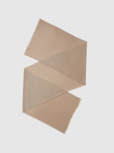 Reiss Biscuit Wool-cashmere Lightweight Scarf In Brown