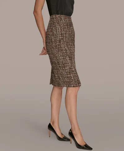 Donna Karan Women's Tweed Midi Pencil Skirt In Brown