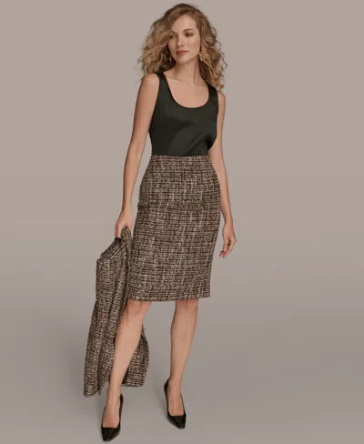 Donna Karan Women's Tweed Midi Pencil Skirt In Brown