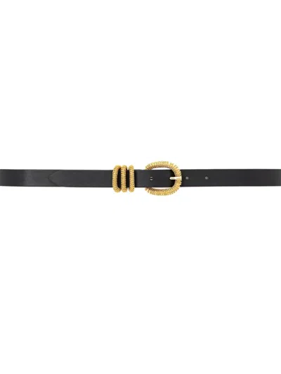 Orciani Chain Triple Loop Leather Belt In Black