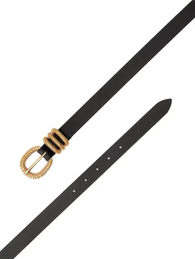 Orciani Chain Triple Loop Leather Belt In Black
