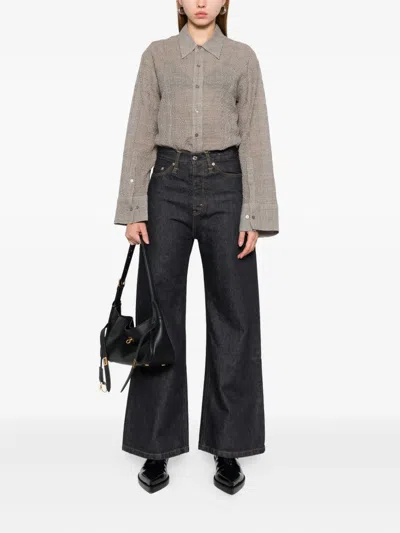 Hope Crinkled Check-pattern Shirt In Gray