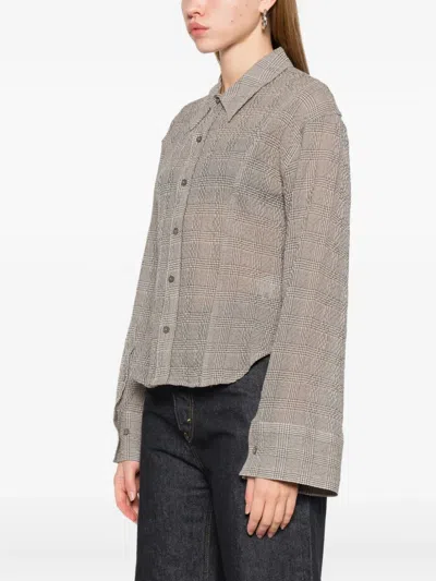 Hope Crinkled Check-pattern Shirt In Gray