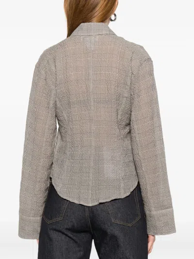 Hope Crinkled Check-pattern Shirt In Gray