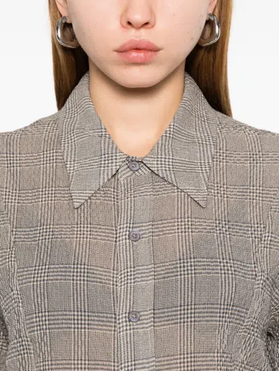 Hope Crinkled Check-pattern Shirt In Gray