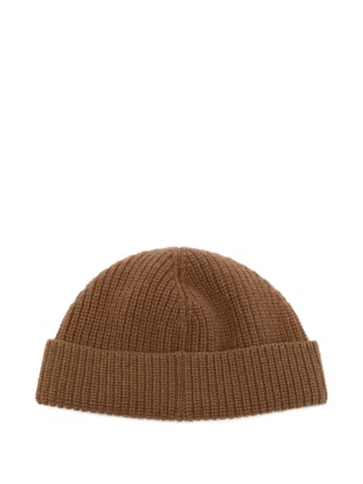 Valentino Logo-embroidered Beanie In Brown