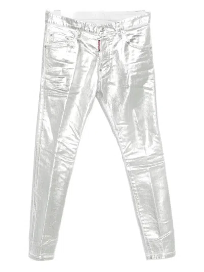 Dsquared2 Metallic-finish Jeans In Silver