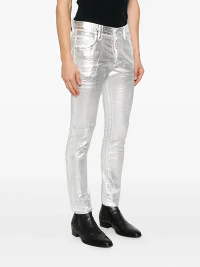 Dsquared2 Metallic-finish Jeans In Silver