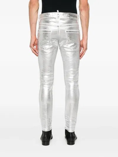 Dsquared2 Metallic-finish Jeans In Silver