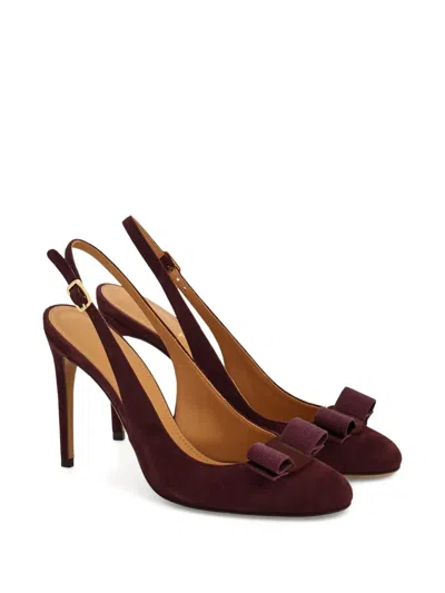Ferragamo 90mm Vara Bow-detail Slingback Pumps In Burgundy