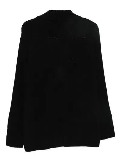 Daniele Alessandrini Black Double-breasted Knit Sweater In Black