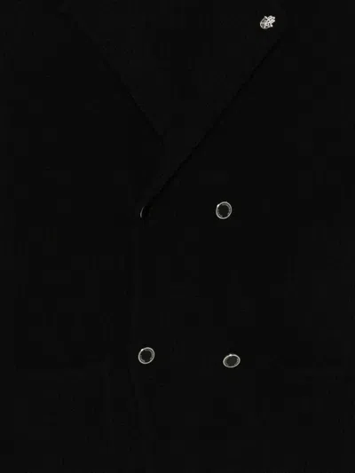 Daniele Alessandrini Black Double-breasted Knit Sweater In Black