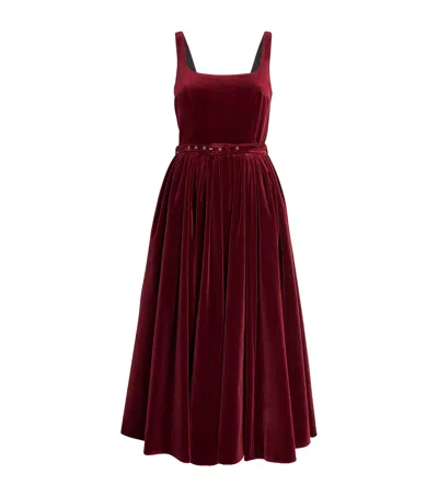 Emilia Wickstead Velvet Eagle Midi Dress In Burgundy