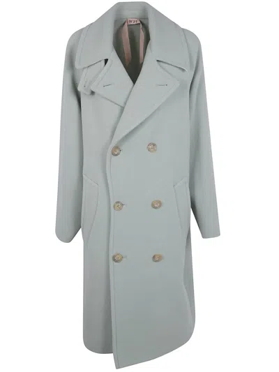 N°21 Double Breasted Maxi Coat In Blue