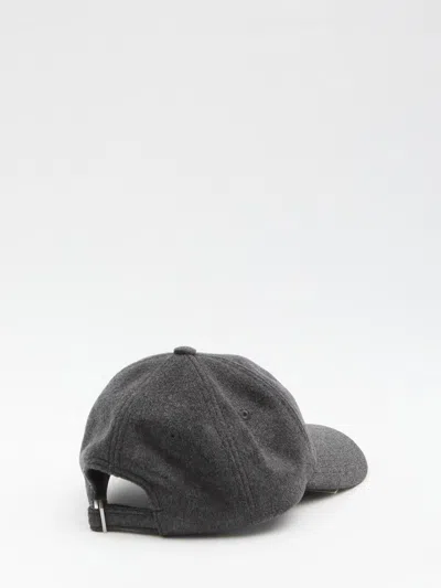 Jacquemus Cashmere Cap Curved Brim In Gray
