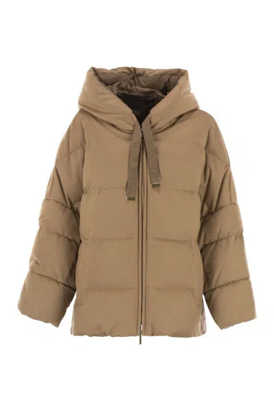 Max Mara The Cube Camel Brown Camel Wool Desiderio Padded Jacket In Brown