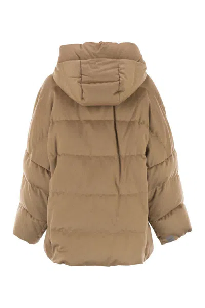 Max Mara The Cube Camel Brown Camel Wool Desiderio Padded Jacket In Brown