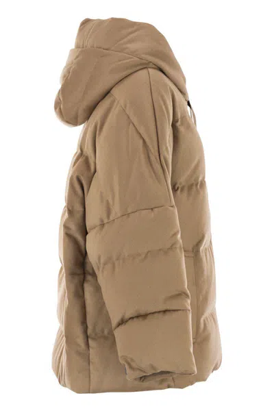 Max Mara The Cube Camel Brown Camel Wool Desiderio Padded Jacket In Brown