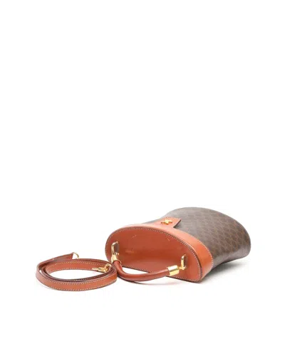 Celine Céline Macadam Top Handle Bag In Brown