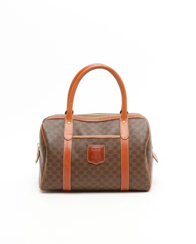 Celine Céline Macadam Boston Bag In Brown