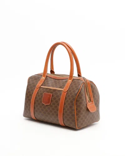 Celine Céline Macadam Boston Bag In Brown