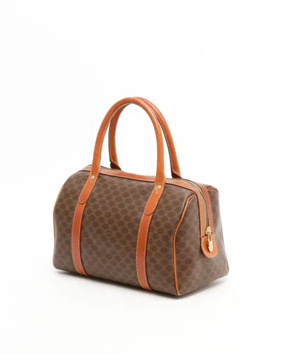 Celine Céline Macadam Boston Bag In Brown