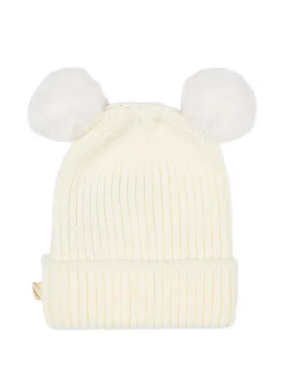 Billieblush Pompom Ribbed Beanie Hat In White