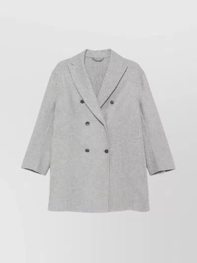 Ermanno Scervino Double Breasted Long Sleeve Coat In Gray