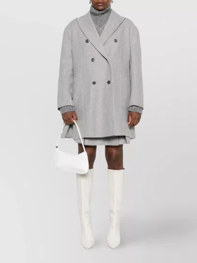 Ermanno Scervino Double Breasted Long Sleeve Coat In Gray
