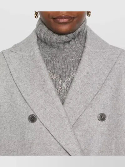 Ermanno Scervino Double Breasted Long Sleeve Coat In Gray