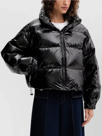 Michael Kors High Shine Puffer Coat With Drawstring Hem In Black