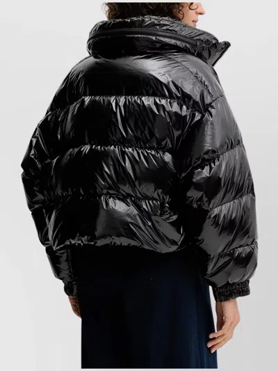 Michael Kors High Shine Puffer Coat With Drawstring Hem In Black